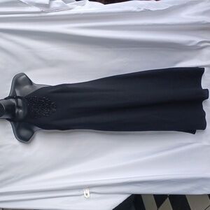 Evan Picone Vint. Beaded Halter Black Dress, Sz 14, 19" PTP, 18" Waist, 43" Long